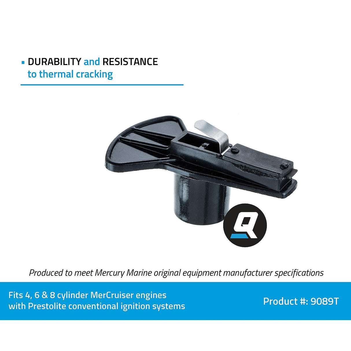OEM Mercury / Quicksilver 9089T Rotor for Marinized 4- to 8-Cylinder Ford and General Motors Engines w/ Prestolite Conventional Ignition Systems