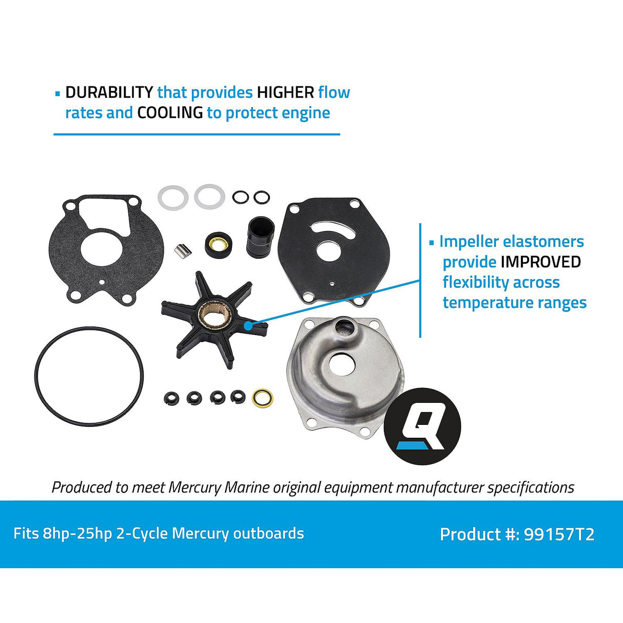 OEM Mercury / Quicksilver 99157T2 Upper Water Pump Repair Kit for Mercury BigFoot 4-Stroke Outboards