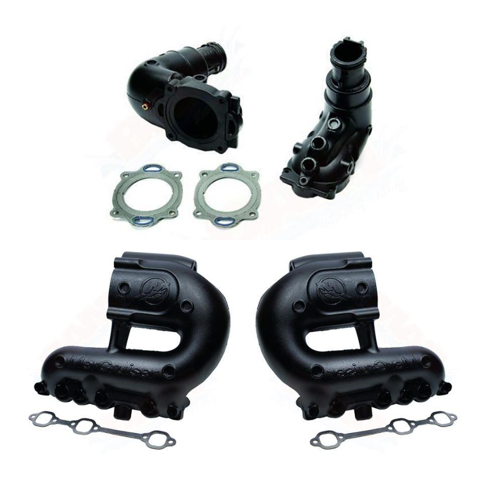 OEM MerCruiser EC Exhaust Manifold & Riser Kit – 4.3 & 4.5 V6 (2010+) – 8M0104216 / 8M0104214
