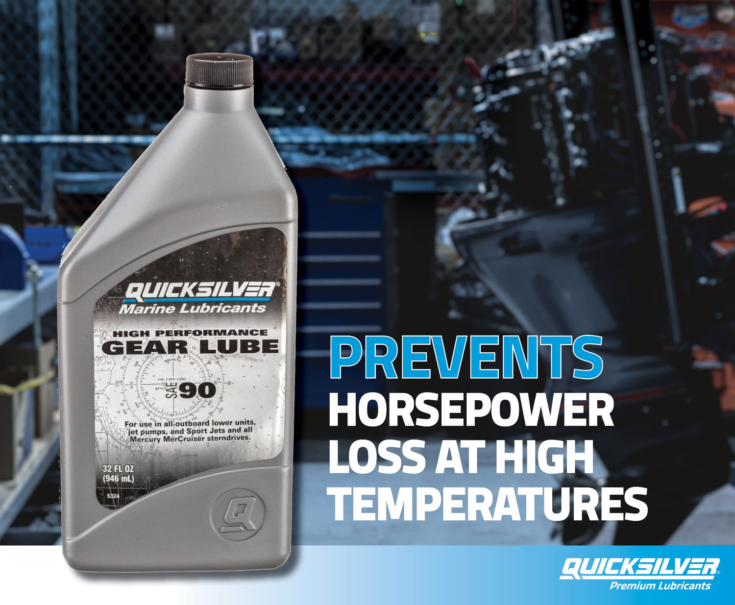 OEM Quicksilver High‑Performance Gear Lube SAE 90 – 1 Quart Bottle – 8M0222065