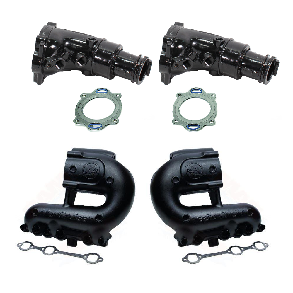 OEM MerCruiser EC Exhaust Manifold & Riser Kit – 4.3 & 4.5 V6 (2010+) – 8M0104216 / 8M0104214