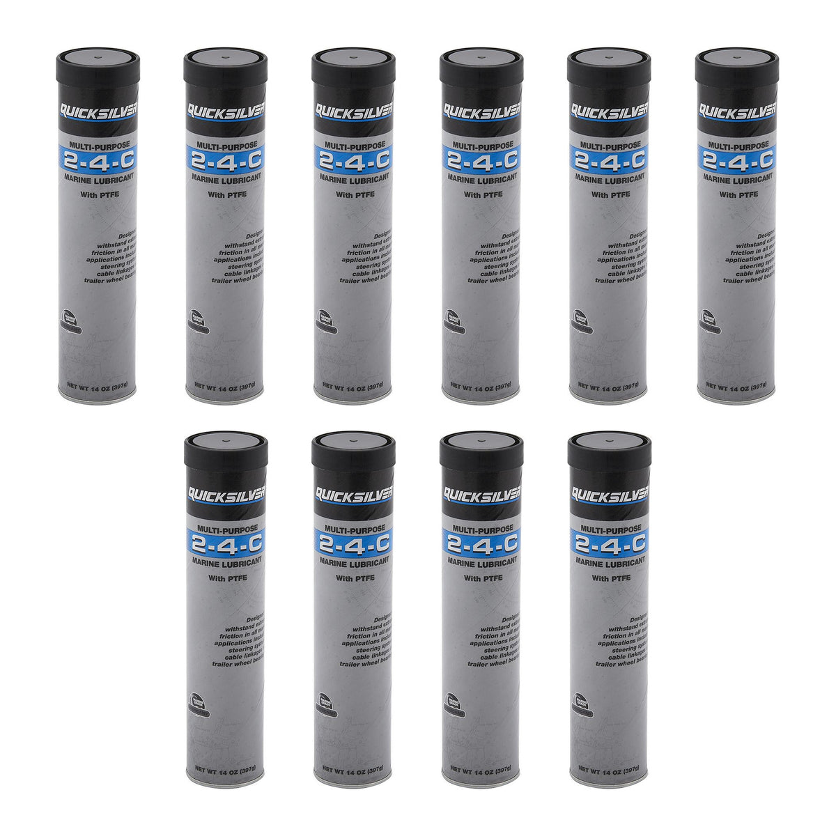 OEM Mercury / Quicksilver 8M0190469 2-4-C Marine Grease w/ Teflon, 14 oz. — pack of 10 supplier units