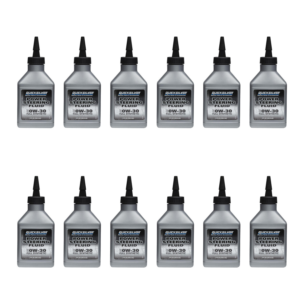 OEM Mercury / Quicksilver 858076Q01 Synthetic Power Steering Fluid, 8 oz. Bottle — pack of 12 supplier units