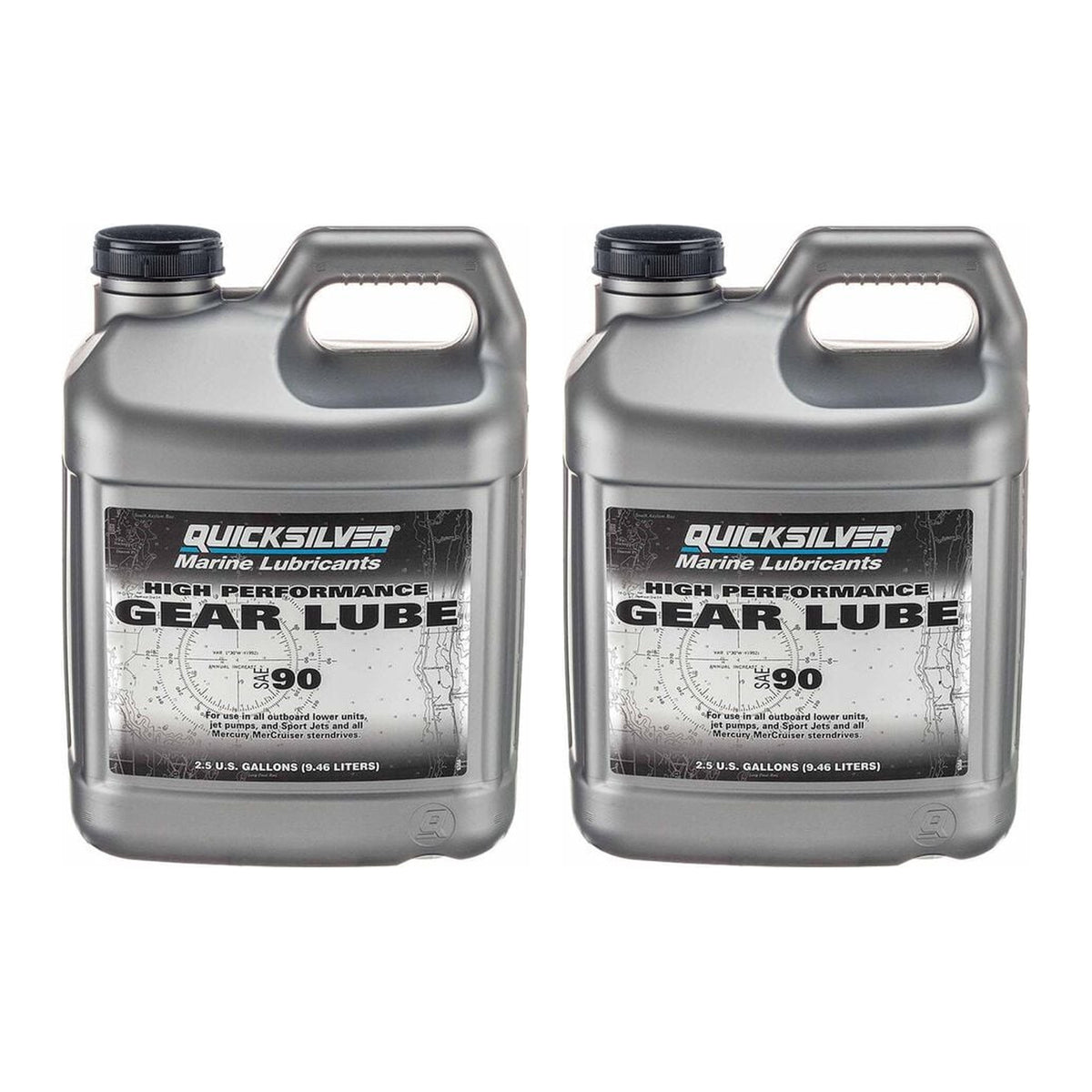 OEM Mercury / Quicksilver High‑Performance SAE‑90 Gear Lube – 2.5 Gal – 8M0222073 — pack of 2 supplier units
