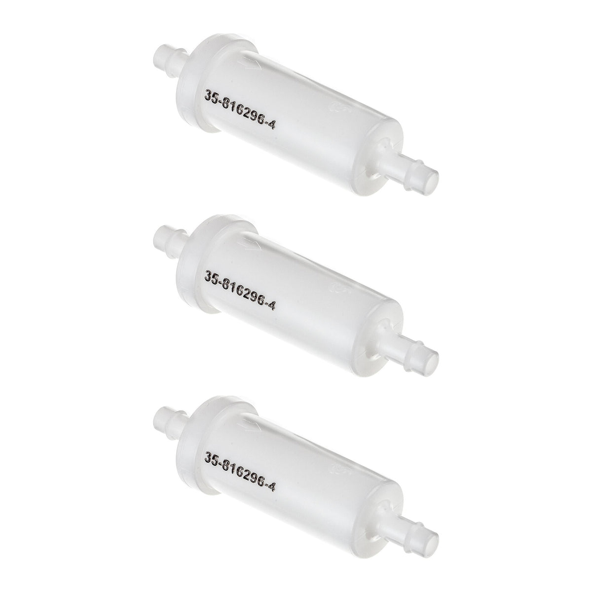 OEM Mercury / Quicksilver 816296Q2 Marine Engine Inline Fuel Filter w/ Barbs for 5/16" (8mm) Fuel Lines — pack of 3 supplier units