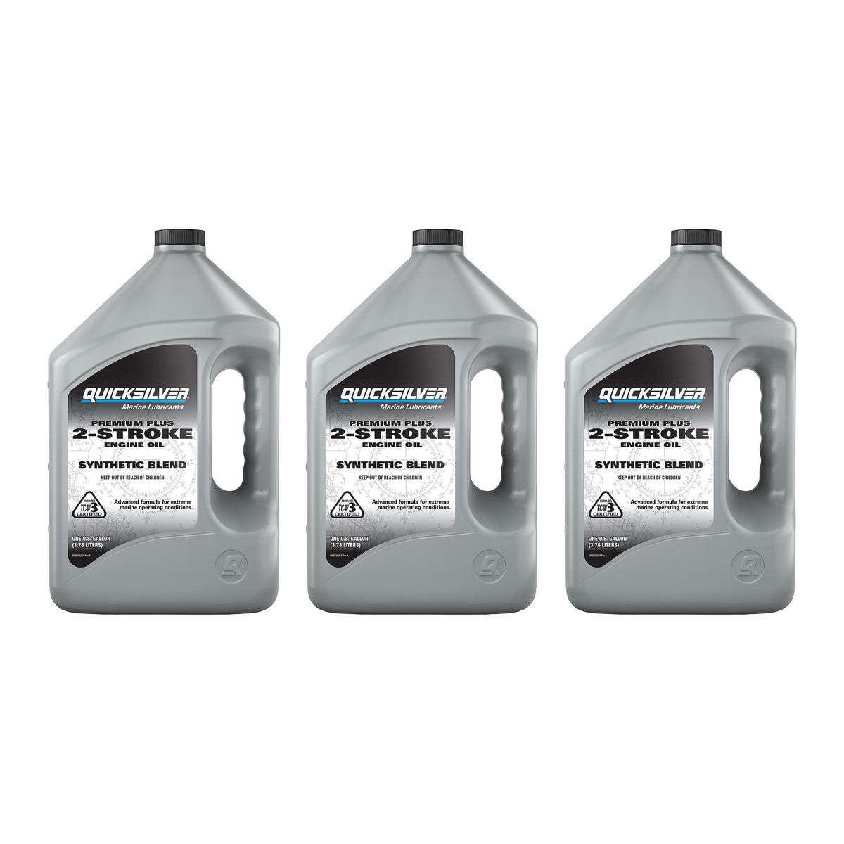 OEM Mercury / Quicksilver Premium Plus 2-Stroke Marine Outboard Engine Oil, 1 Gallon — pack of 3 supplier units