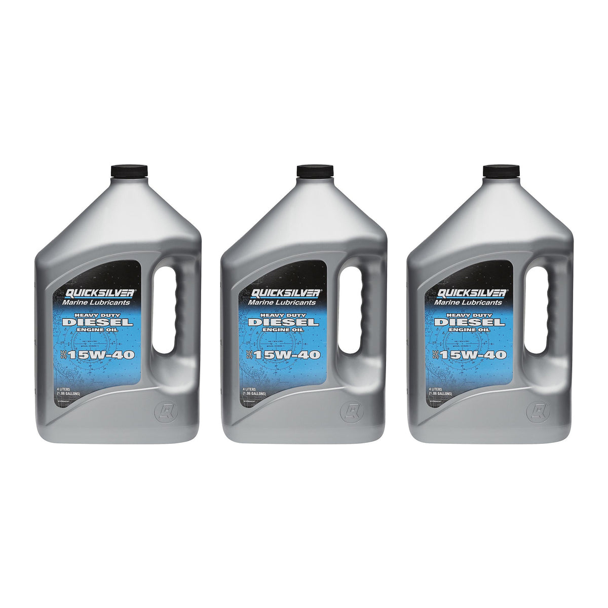 OEM Mercury / Quicksilver 15W-40 Heavy Duty Diesel Engine Oil, 4 Liters 858042Q01 — pack of 3 supplier units