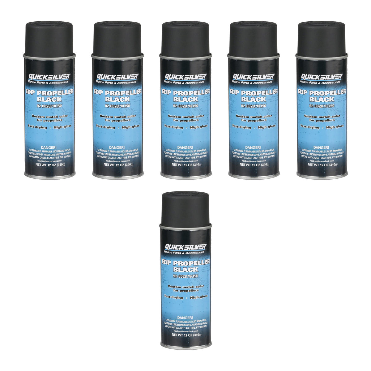OEM Mercury / Quicksilver 802878Q50 EDP Propeller Black-Satin Enamel Spray Paint — pack of 6 supplier units