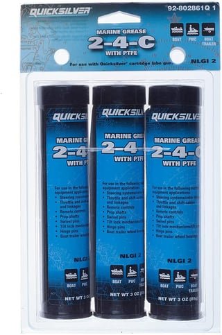 OEM Mercury / Quicksilver 802861Q1 2-4-C Marine Grease/Lubricant w/ PTFE, 3 Oz. Cartridge