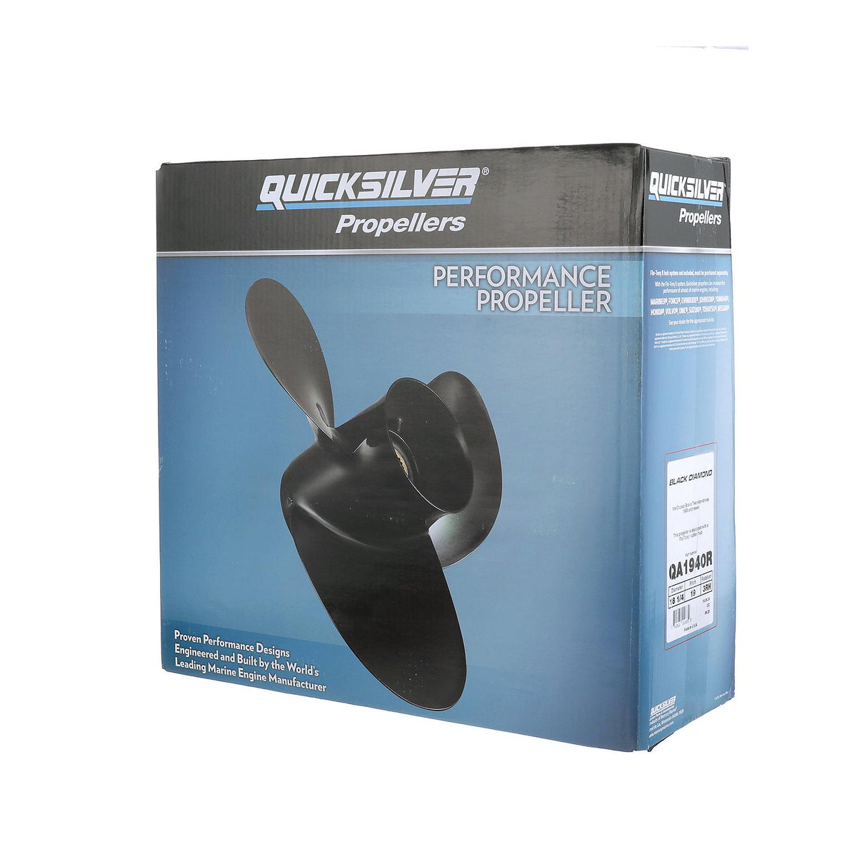 OEM Mercury / Quicksilver Black Diamond Bravo Two Propeller Black Finish, 18.3" Diameter x 19" Pitch, Right Hand Rotation