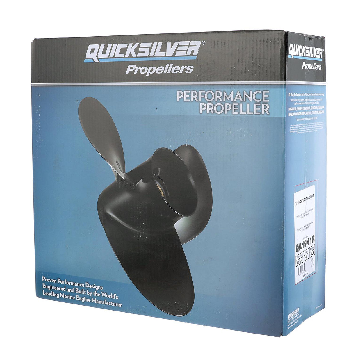 OEM Mercury / Quicksilver Black Diamond Bravo Two Propeller Black Finish, 18.25" Diameter x 19" Pitch, Left Hand Rotation