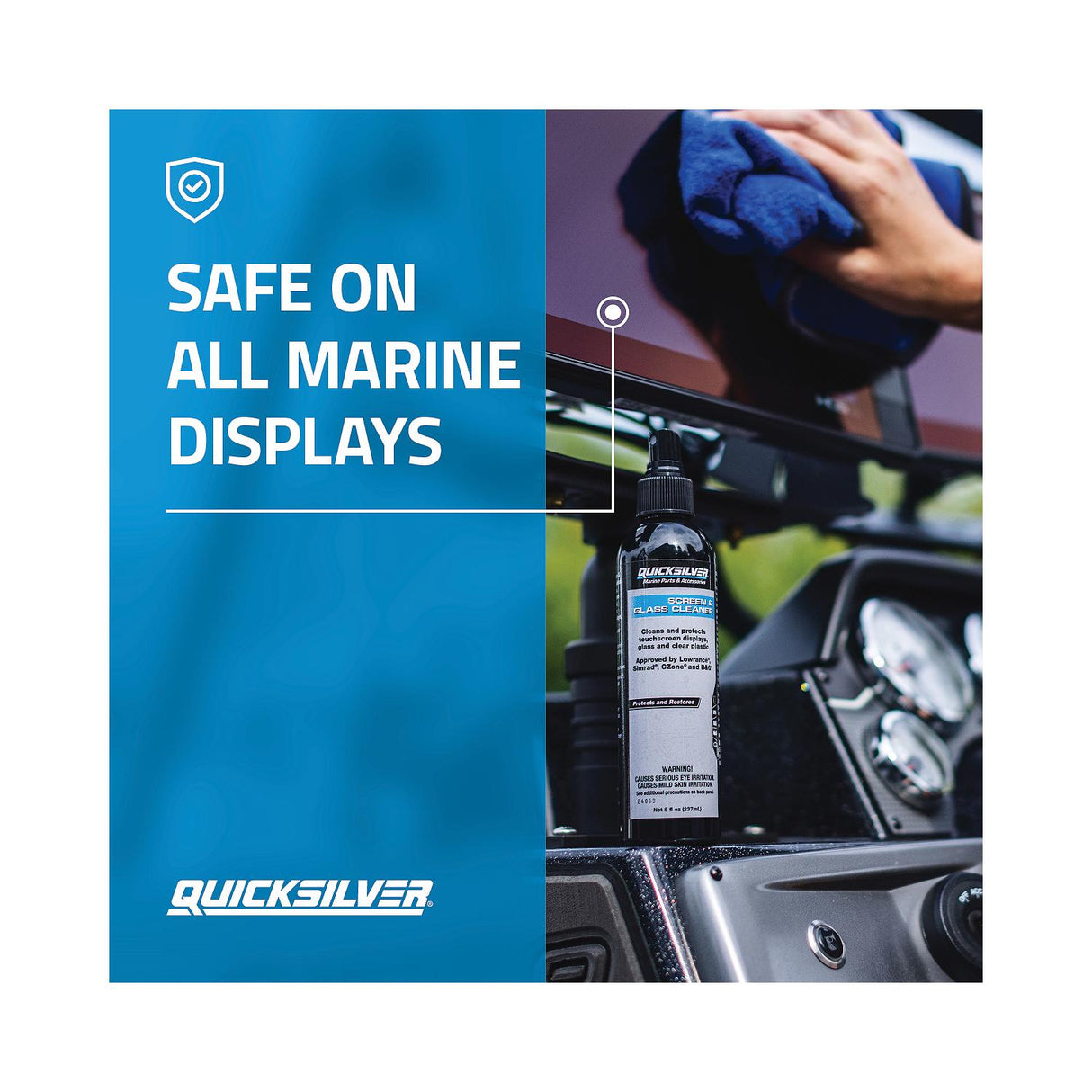OEM Mercury / Quicksilver 8M0224418 Screen & Glass Cleaner For Marine Electronics, Windshields and Mirrors, 8 oz.