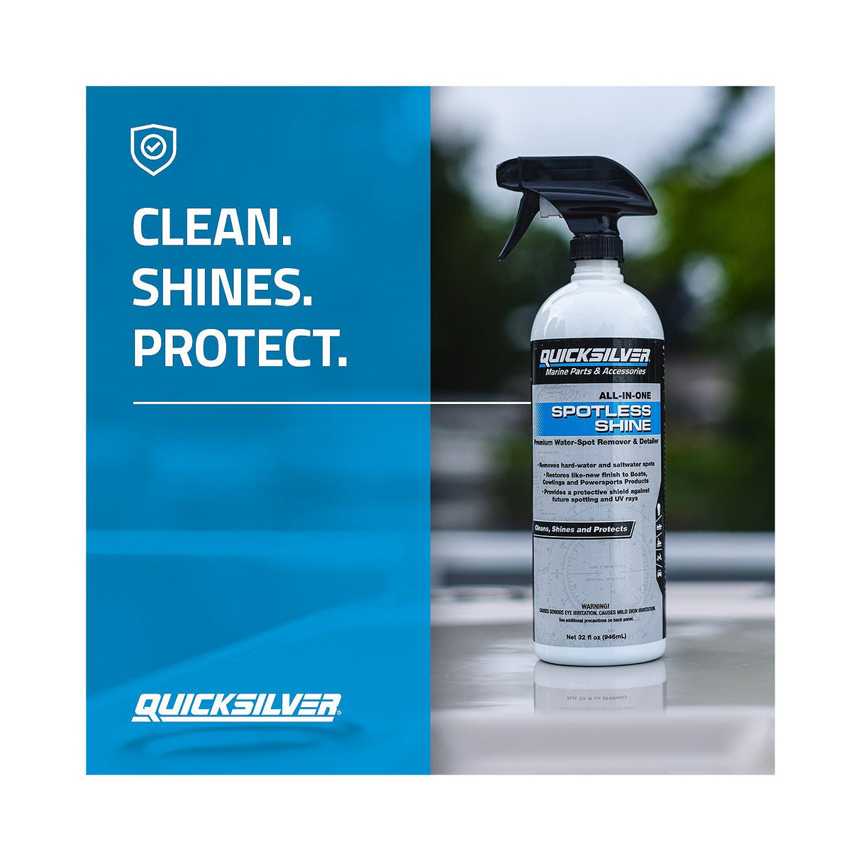 OEM Mercury / Quicksilver Spotless Shine For Marine Boats and Outboard Engines, RV and Powersports, 32 oz.