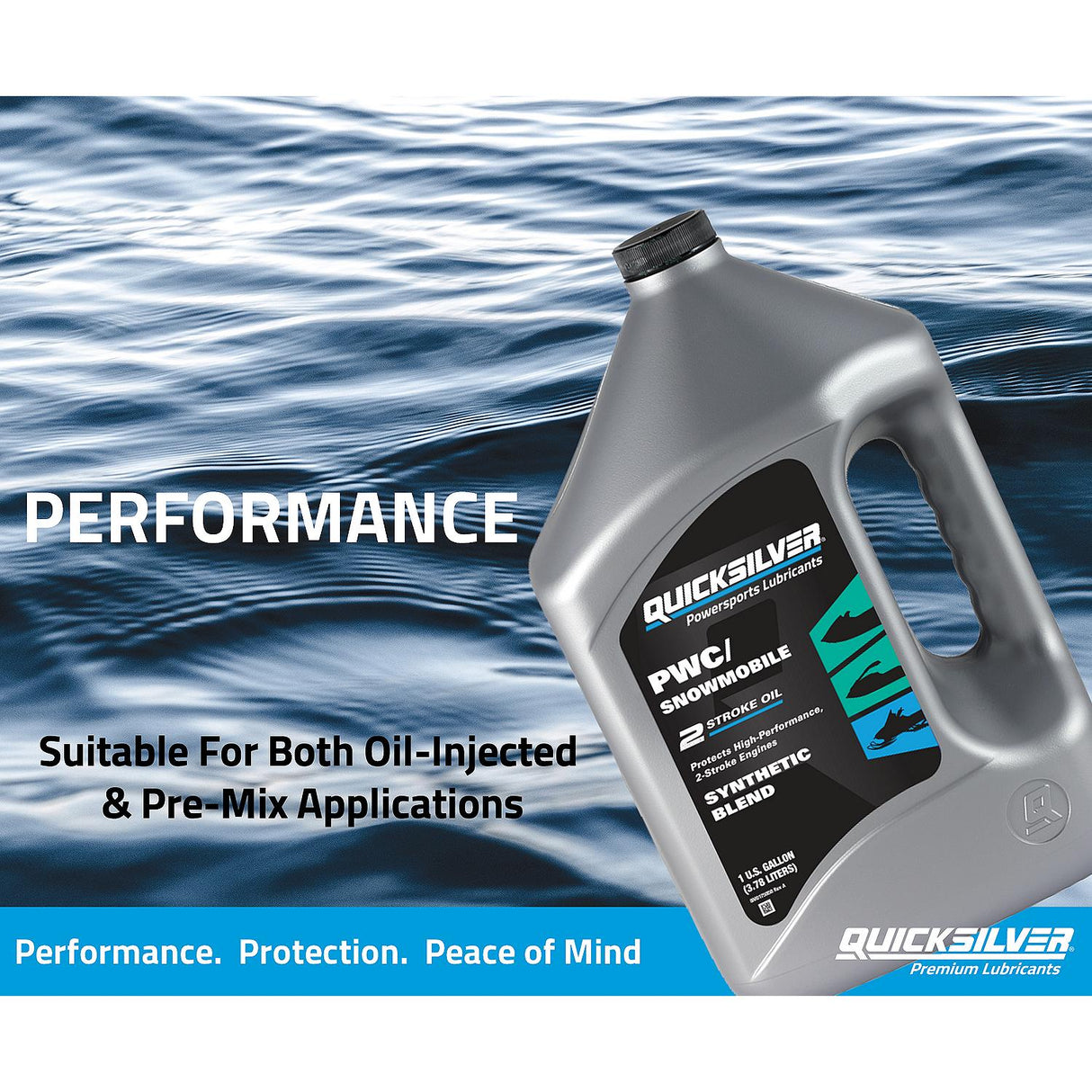 OEM Mercury / Quicksilver 8M0166406 2-Stroke PWC/Snowmobile Engine Oil, Premium Synthetic Blend, 1 Qt.
