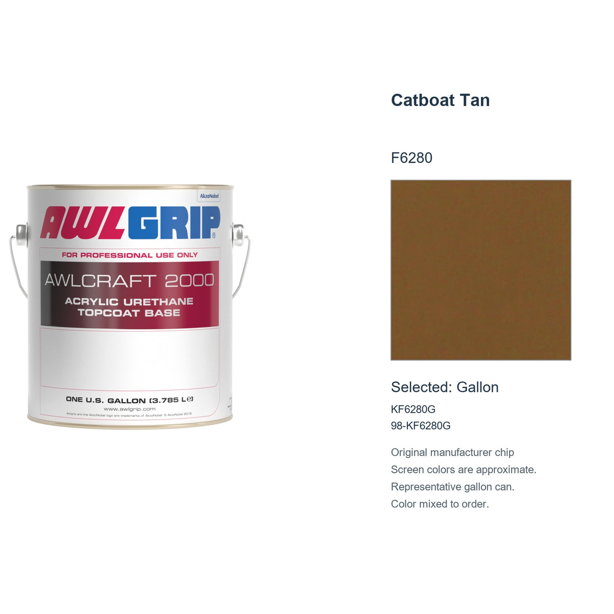 Awlgrip Awlcraft 2000 Catboat Tan F6280, selected Gallon, KF6280G: original manufacturer chip with representative gallon can