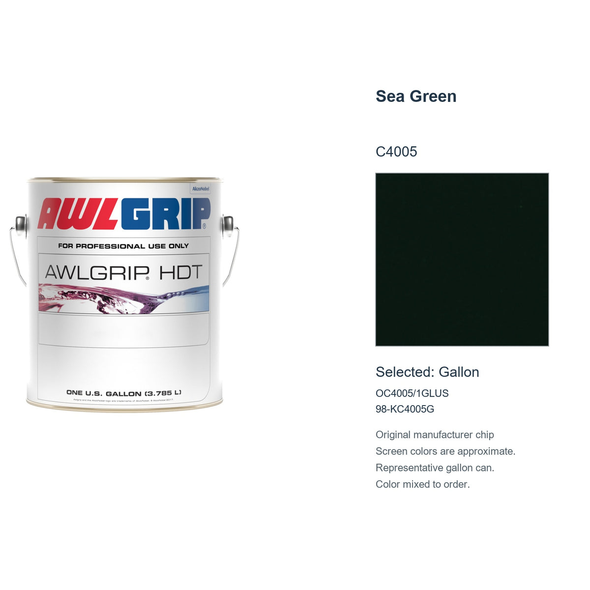 Awlgrip HDT Sea Green C4005, selected Gallon, OC4005/1GLUS: original manufacturer chip with representative gallon can