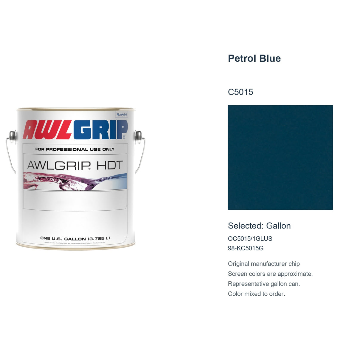 Awlgrip HDT Petrol Blue C5015, selected Gallon, OC5015/1GLUS: original manufacturer chip with representative gallon can