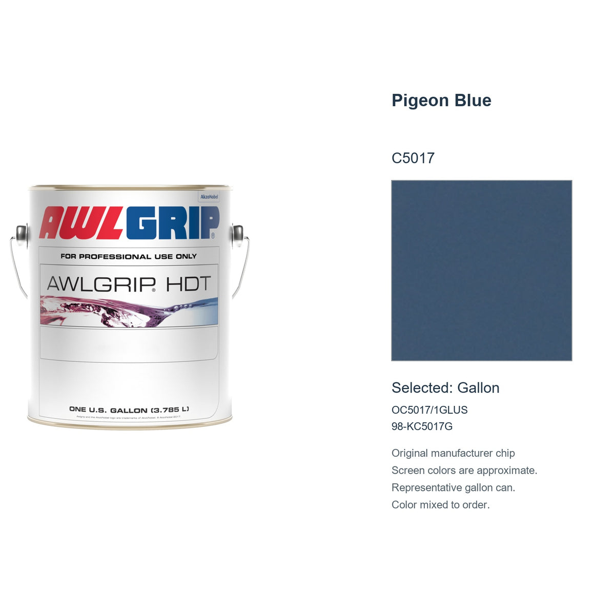 Awlgrip HDT Pigeon Blue C5017, selected Gallon, OC5017/1GLUS: original manufacturer chip with representative gallon can