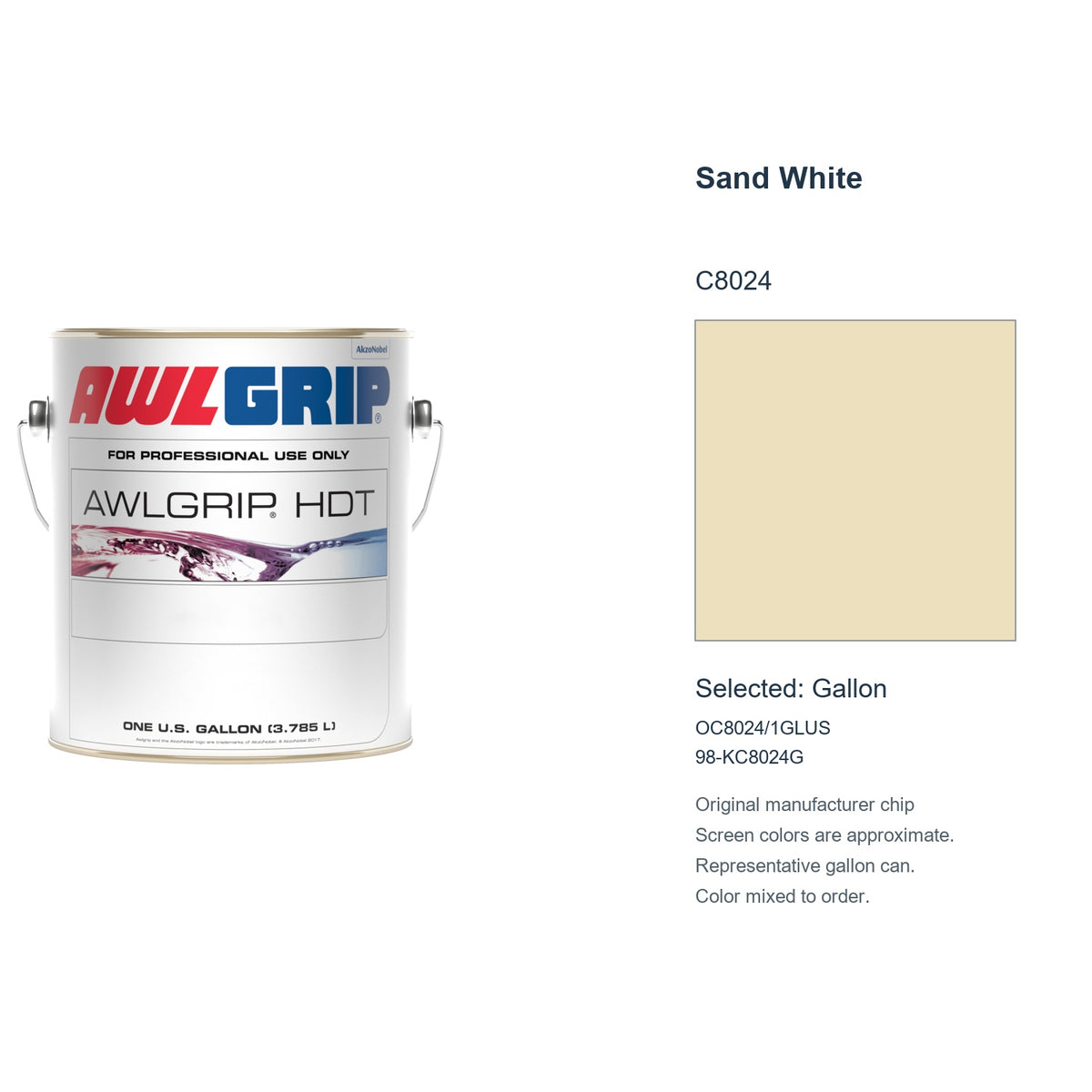 Awlgrip HDT Sand White C8024, selected Gallon, OC8024/1GLUS: original manufacturer chip with representative gallon can