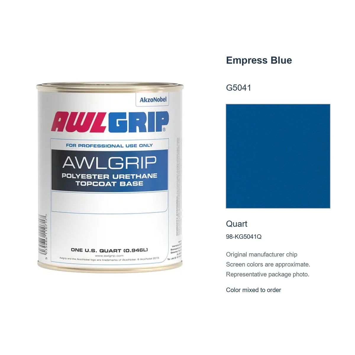 Awlgrip Empress Blue G5041, Quart, 98-KG5041Q: representative original can with exact manufacturer color card sample