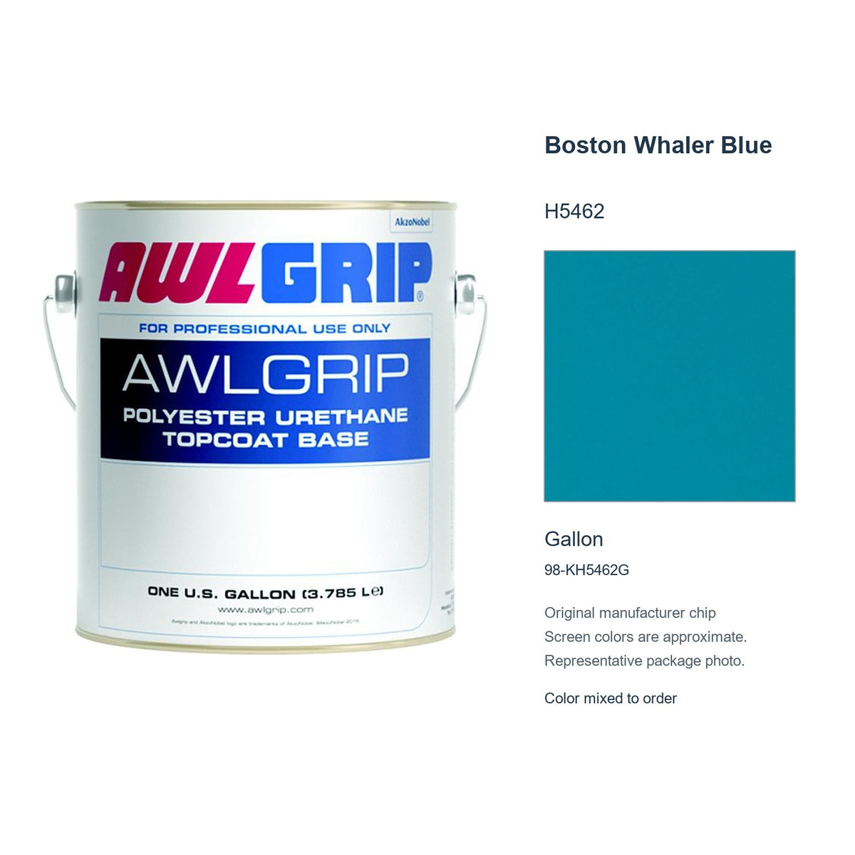 Awlgrip Boston Whaler Blue H5462, Gallon, 98-KH5462G: representative original can with exact manufacturer color card sample