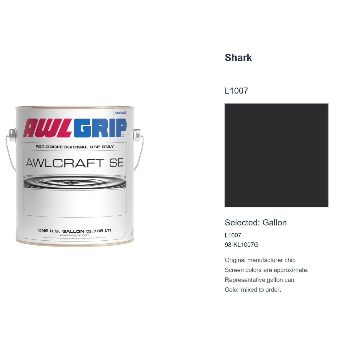 Awlgrip Awlcraft SE Shark L1007, selected Gallon, L1007: original manufacturer chip with representative gallon can
