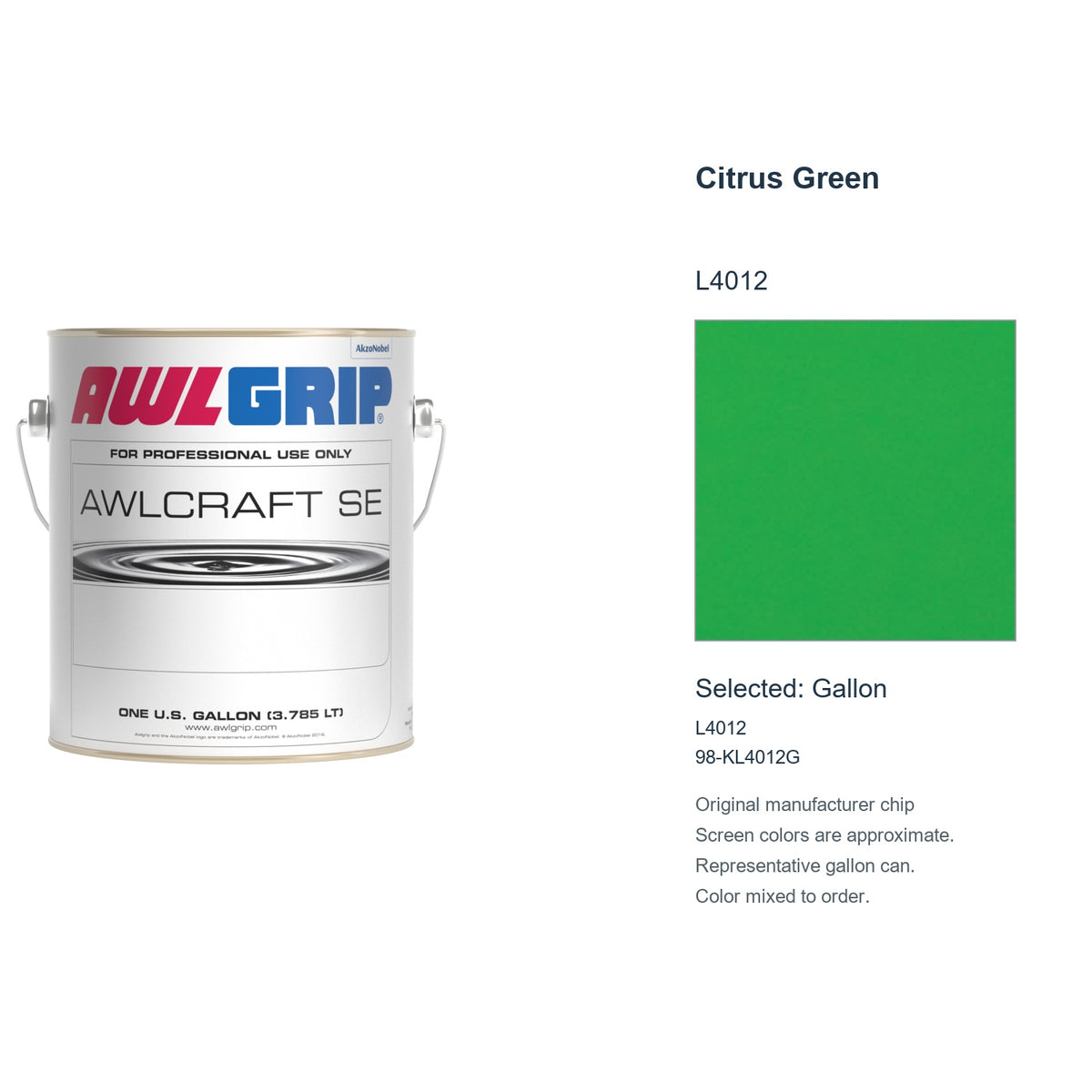 Awlgrip Awlcraft SE Citrus Green L4012, selected Gallon, L4012: original manufacturer chip with representative gallon can