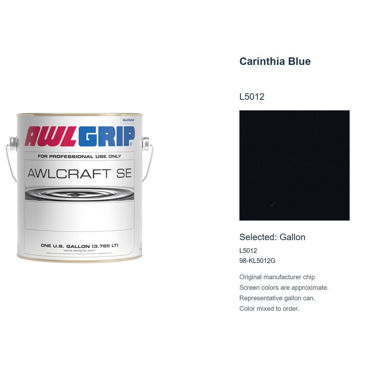 Awlgrip Awlcraft SE Carinthia Blue L5012, selected Gallon, L5012: original manufacturer chip with representative gallon can