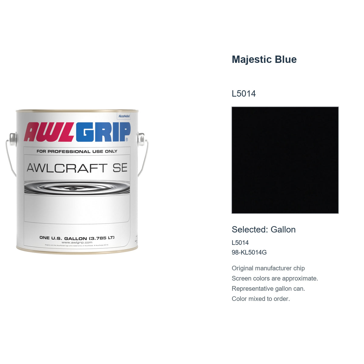Awlgrip Awlcraft SE Majestic Blue L5014, selected Gallon, L5014: original manufacturer chip with representative gallon can