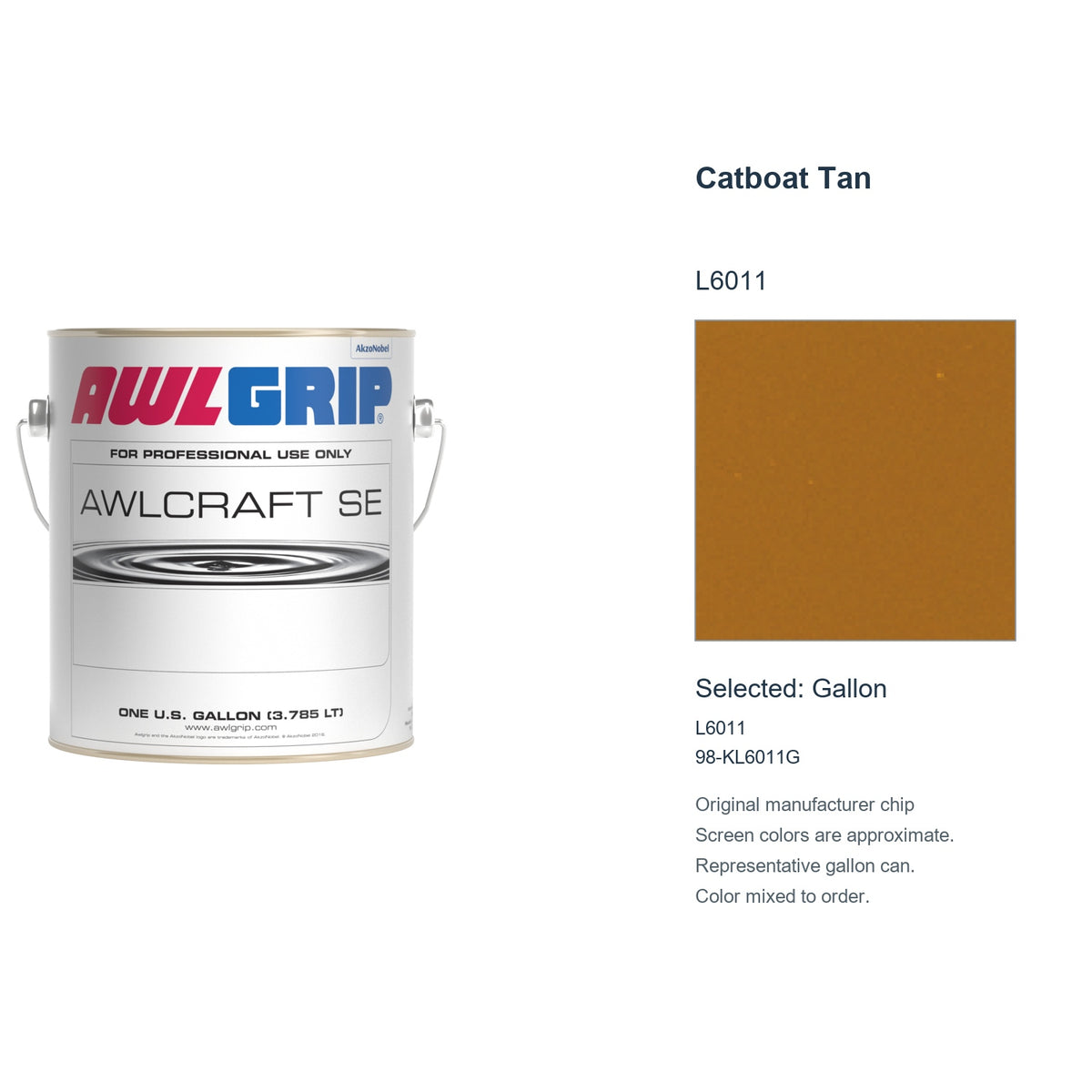 Awlgrip Awlcraft SE Catboat Tan L6011, selected Gallon, L6011: original manufacturer chip with representative gallon can