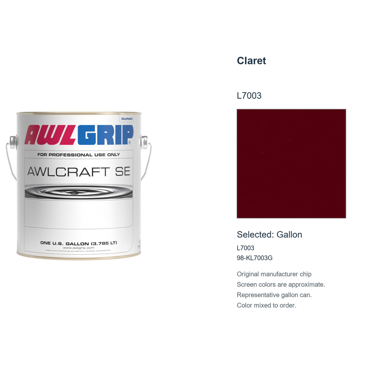 Awlgrip Awlcraft SE Claret L7003, selected Gallon, L7003: original manufacturer chip with representative gallon can