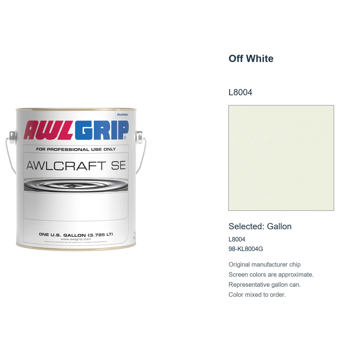 Awlgrip Awlcraft SE Off White L8004, selected Gallon, L8004: original manufacturer chip with representative gallon can