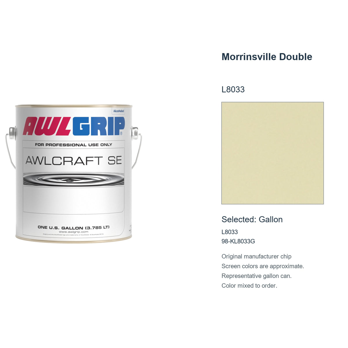 Awlgrip Awlcraft SE Morrinsville Double L8033, selected Gallon, L8033: original manufacturer chip with representative gallon can