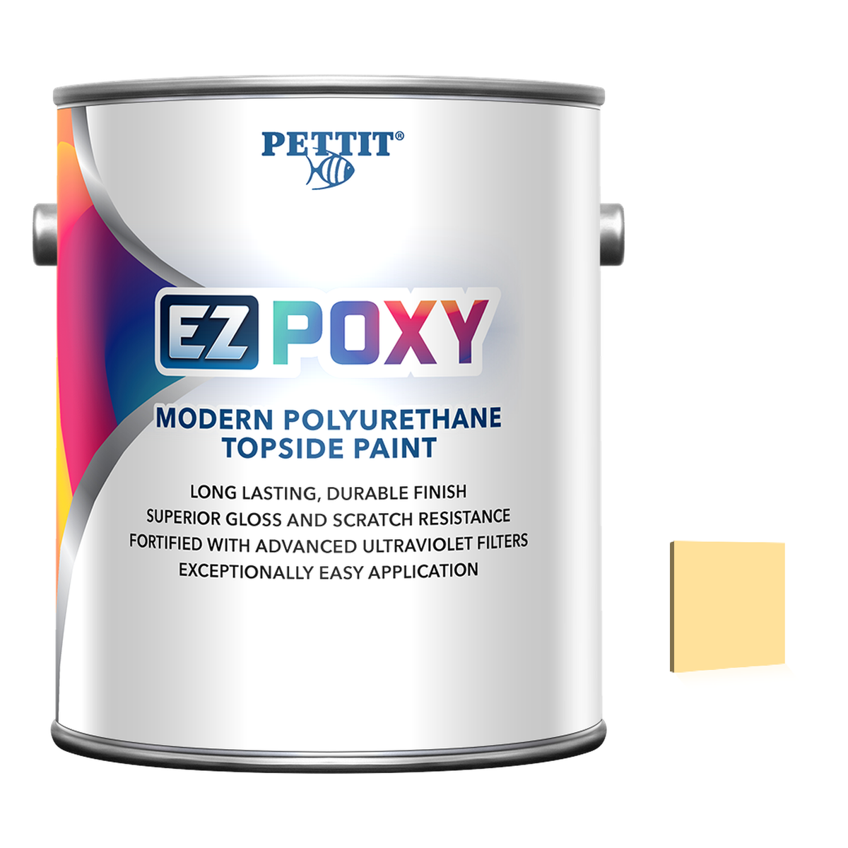 Pettit EZ-Poxy packaging with official Fighting Lady Yellow color swatch