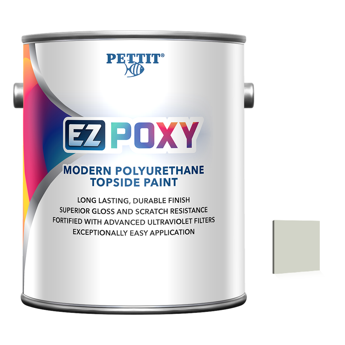 Pettit EZ-Poxy packaging with official Seattle Gray color swatch