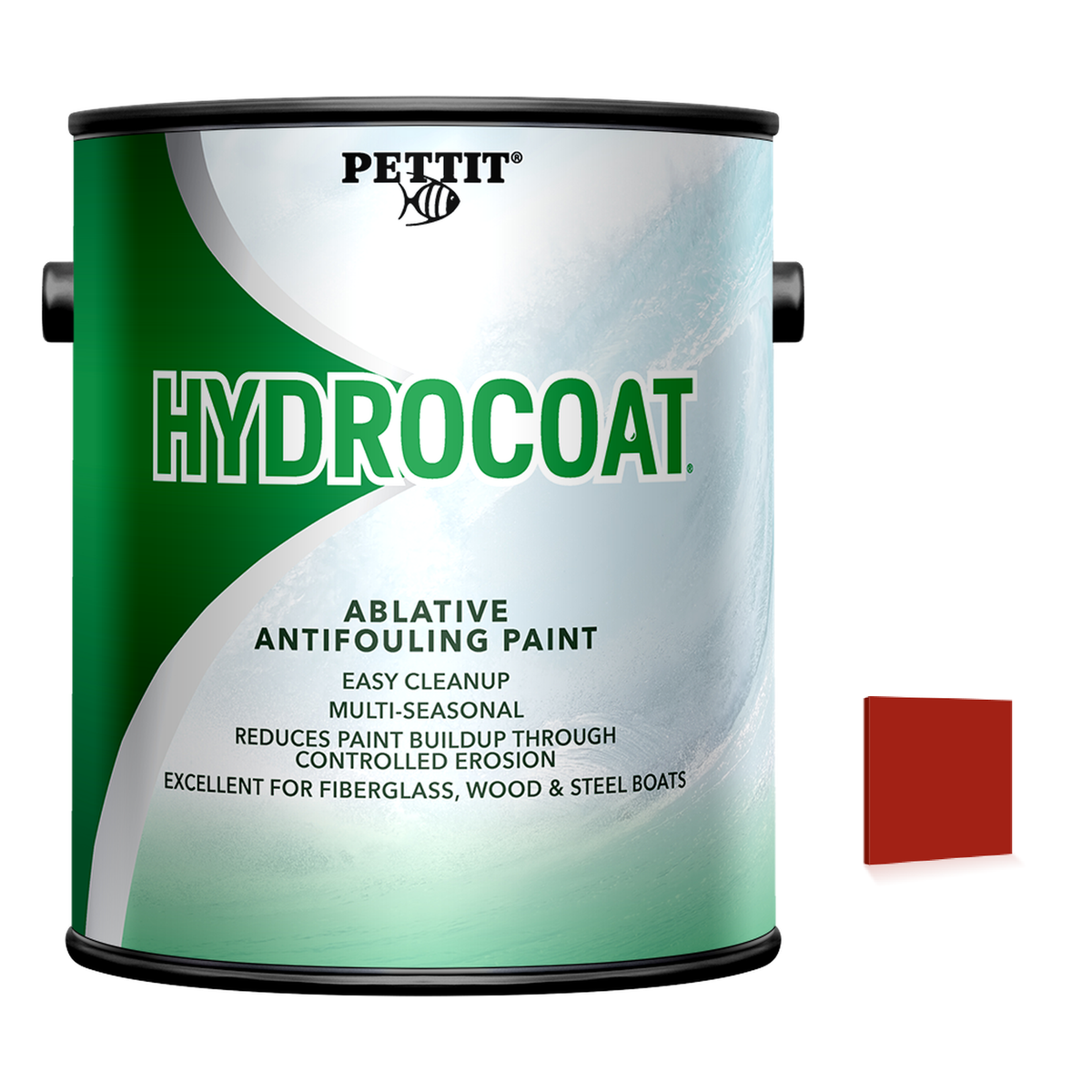 Pettit Hydrocoat packaging with official Red color swatch