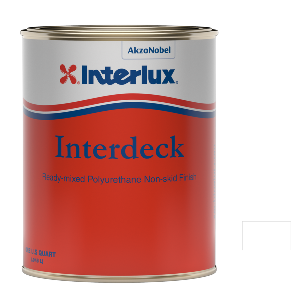 Interlux interdeck representative 1 Quart packaging with manufacturer YJB000 White swatch