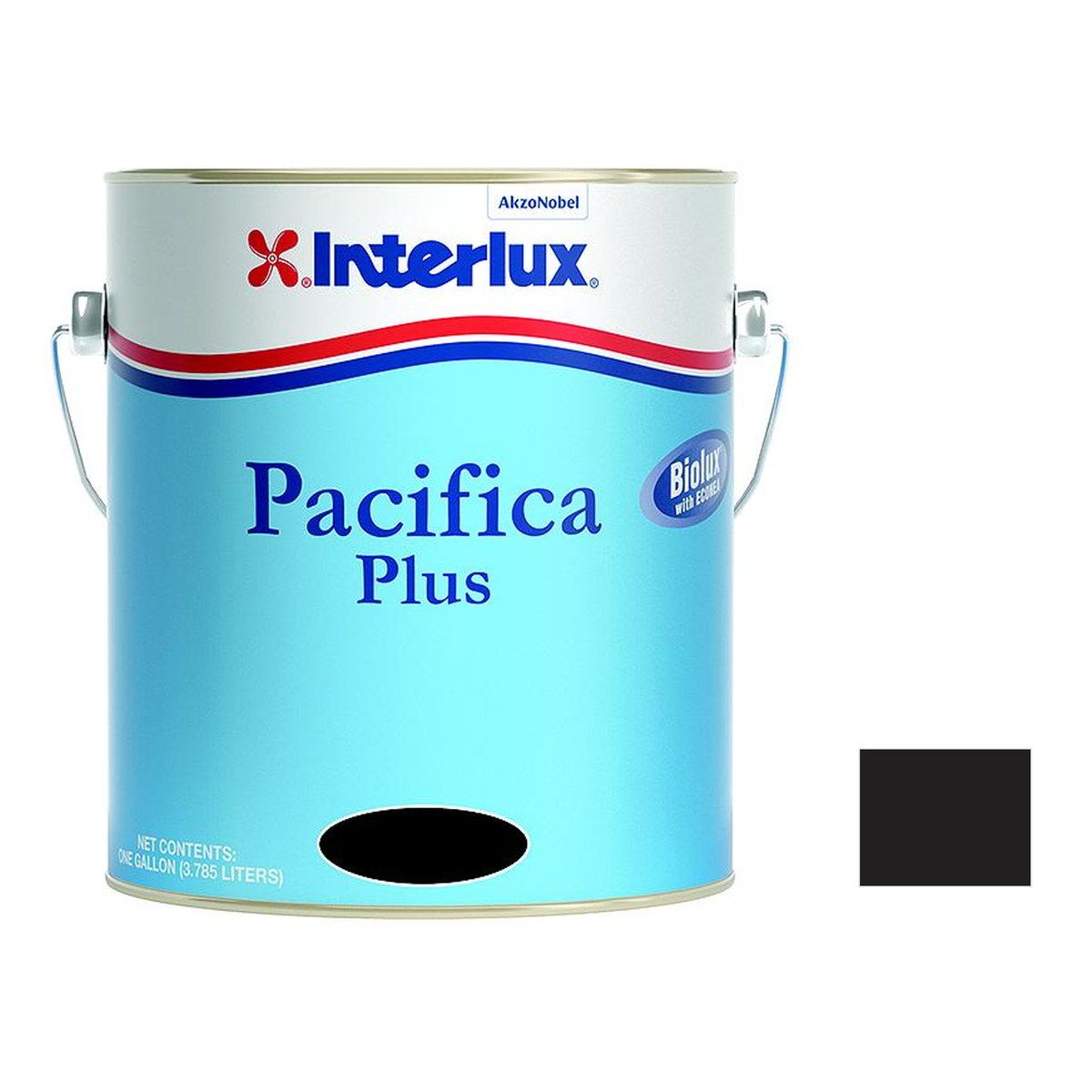 Interlux pacifica plus representative 1 Gallon packaging with manufacturer YBB263 Black swatch