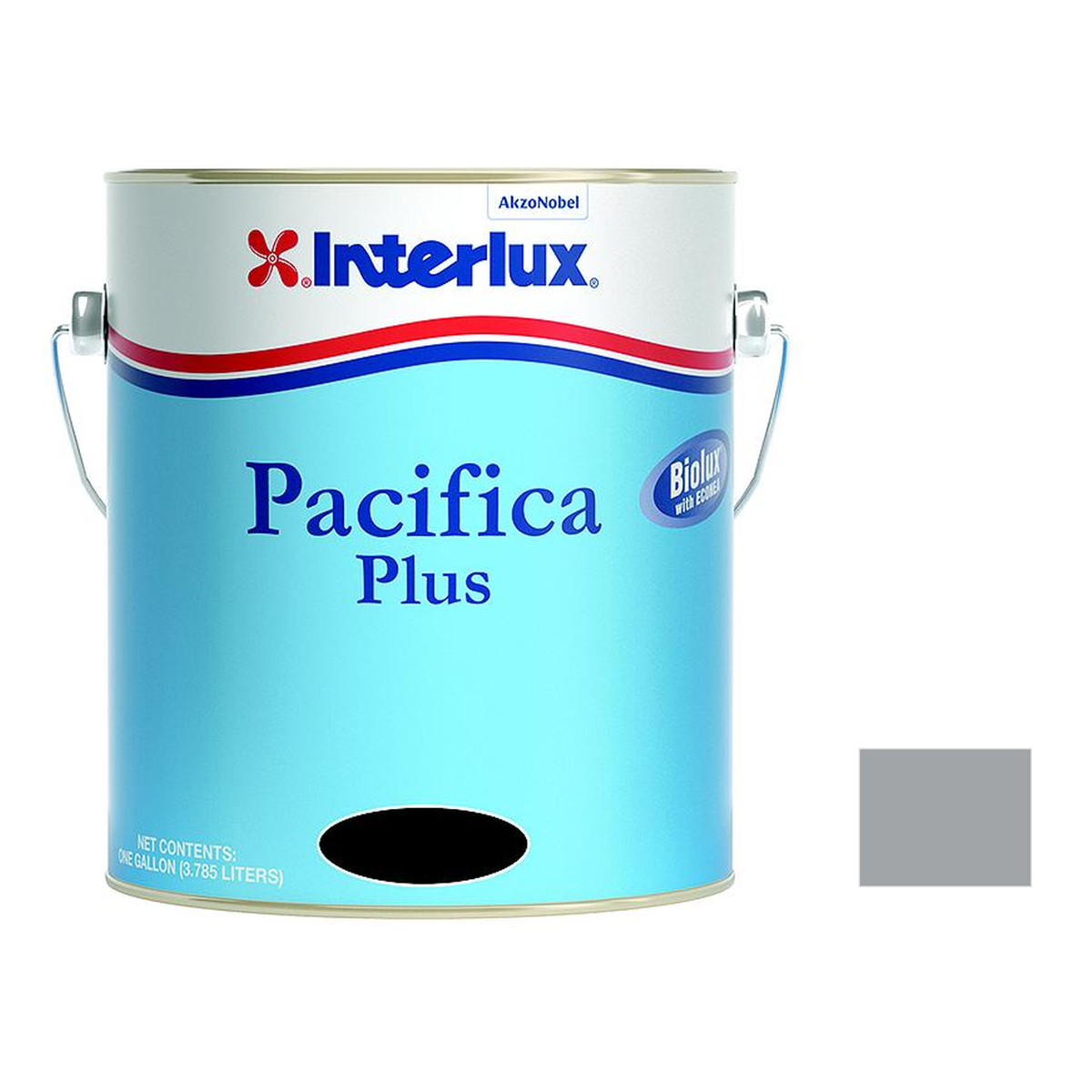 Interlux pacifica plus representative 1 Gallon packaging with manufacturer YBB264 Gray swatch
