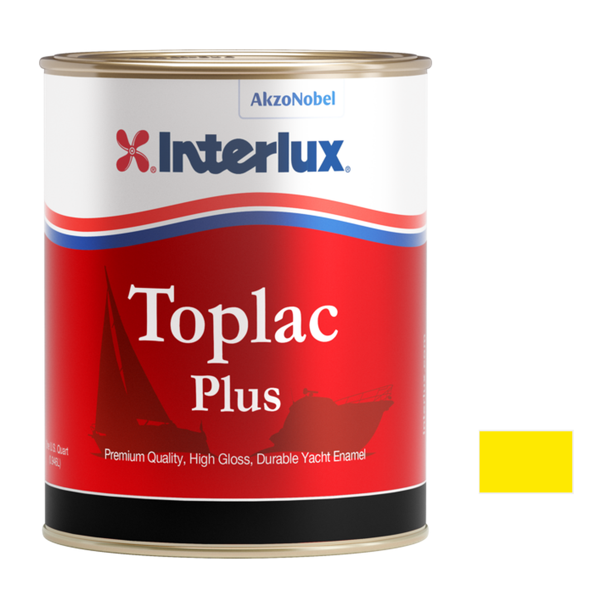 Interlux Toplac Plus quart packaging with official YLK101 Yellow color swatch