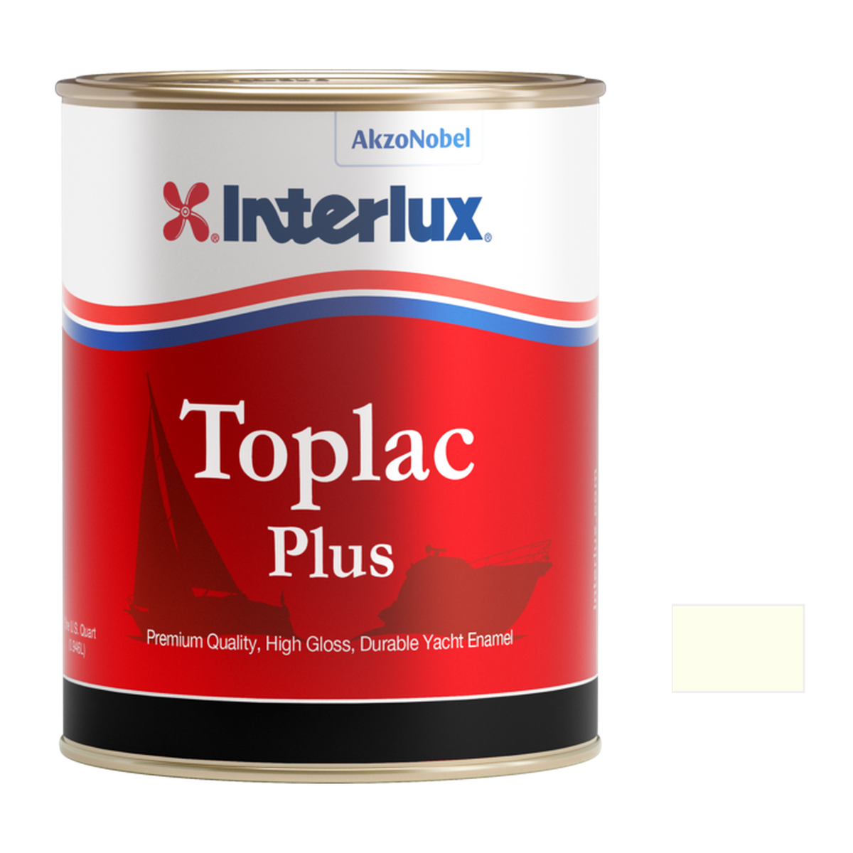 Interlux Toplac Plus quart packaging with official YLK192 Off White color swatch
