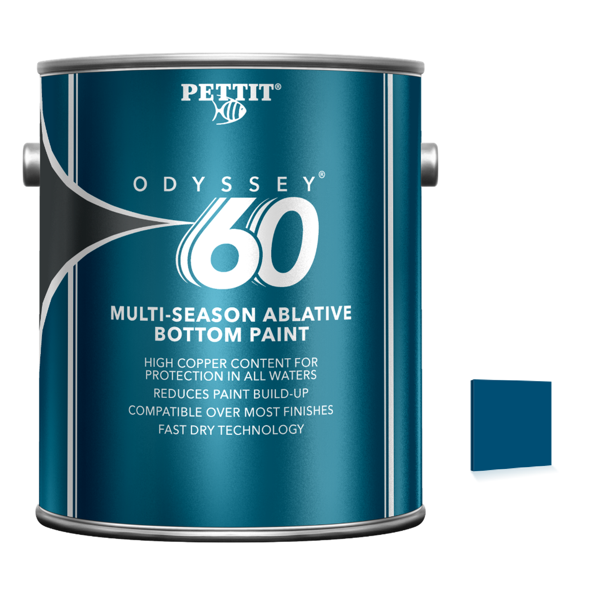 Pettit Odyssey 60 packaging with official Blue color swatch