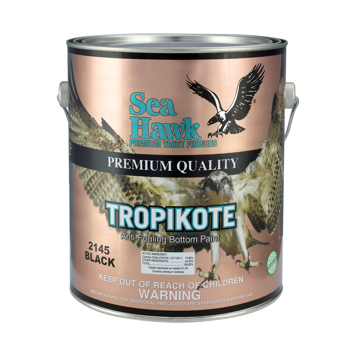 95-2145GL-clean | Original Sea Hawk manufacturer Tropikote gallon package photo — exact listed Black or Light Gray example; Colorkote can is color-neutral