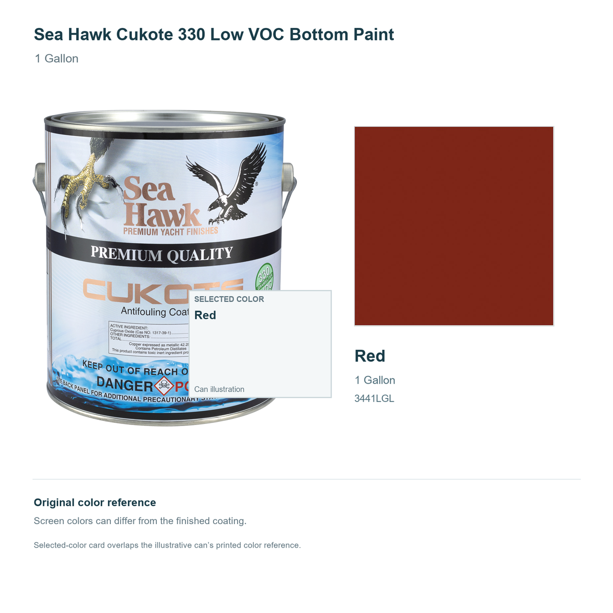 95-3441LGL | 1 Gallon | Red | can and original swatch