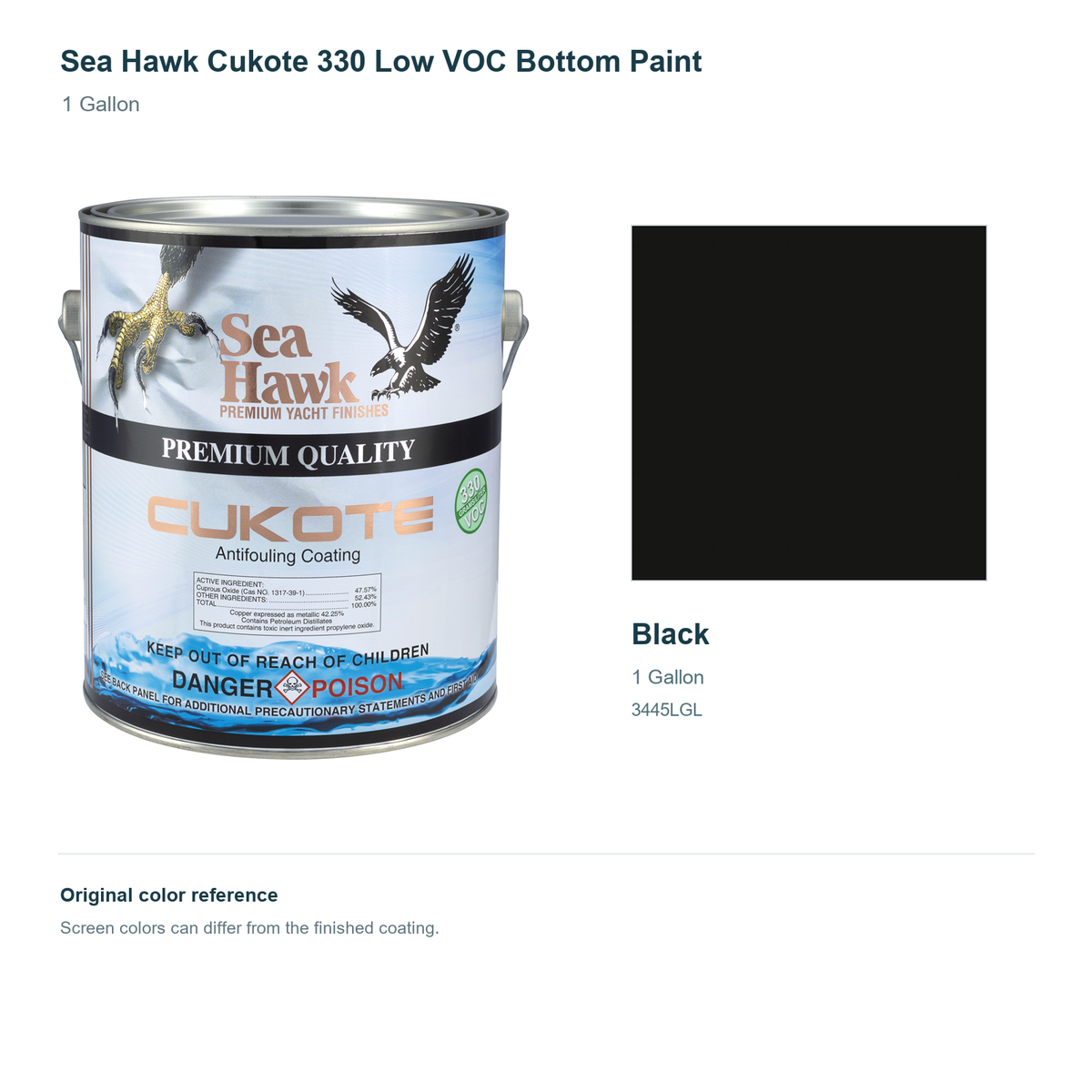 95-3445LGL | 1 Gallon | Black | can and original swatch