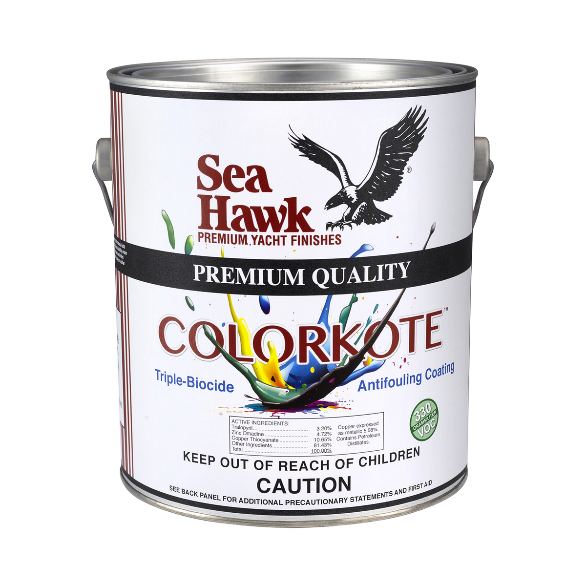 95-4905GL-clean | Original Sea Hawk manufacturer Colorkote gallon package photo — exact listed Black or Light Gray example; Colorkote can is color-neutral