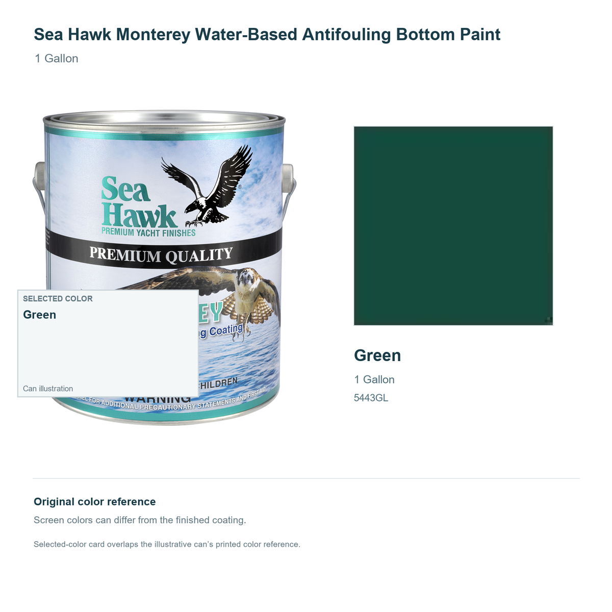 95-5443GL | 1 Gallon | Green | can and original swatch