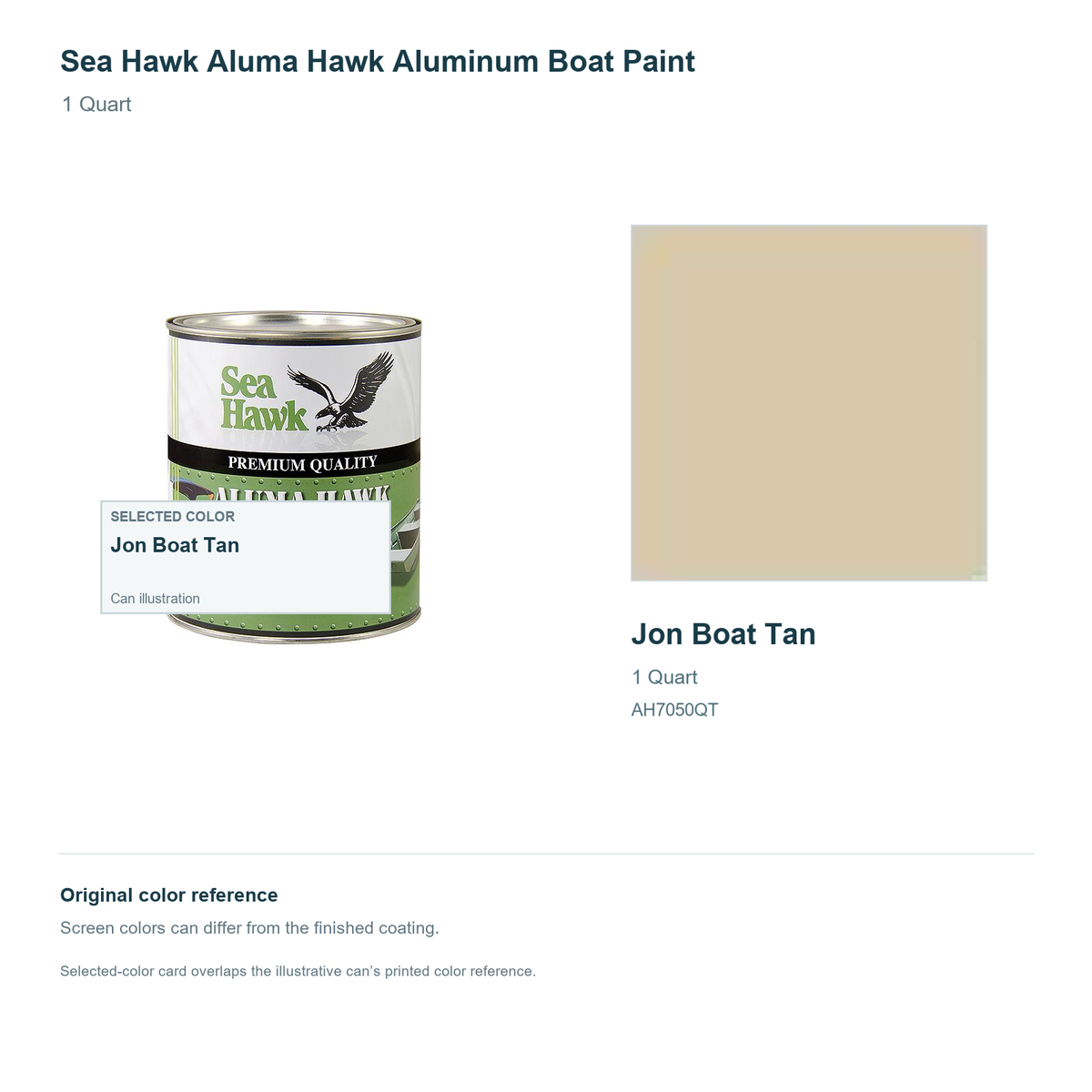 95-AH7050QT | 1 Quart | Jon Boat Tan | can and original swatch