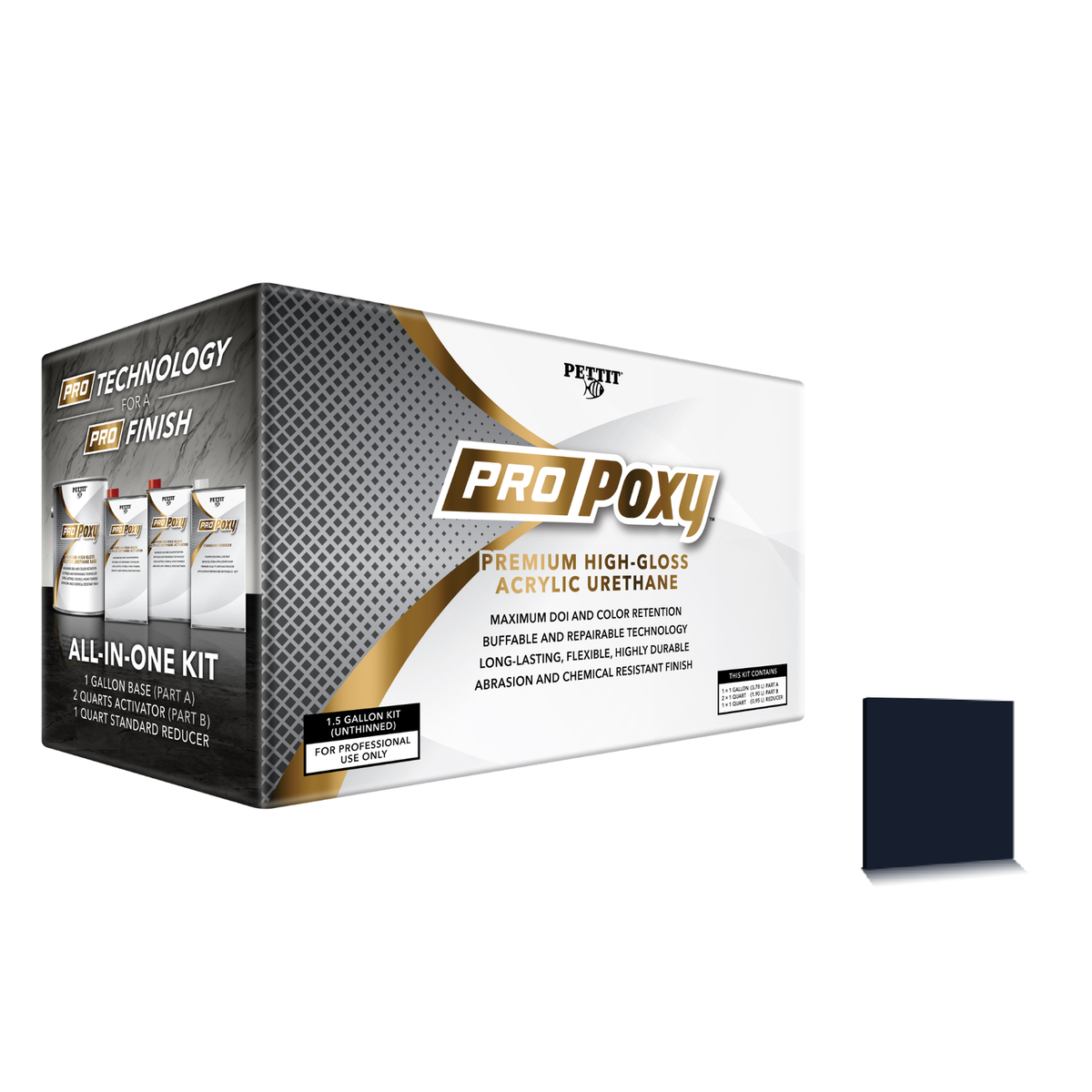 Pettit ProPoxy packaging with official Mauritius Blue color swatch