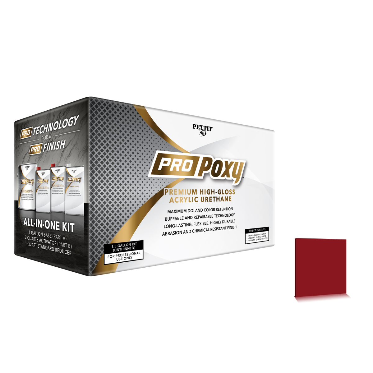 Pettit ProPoxy packaging with official Vivid Red color swatch